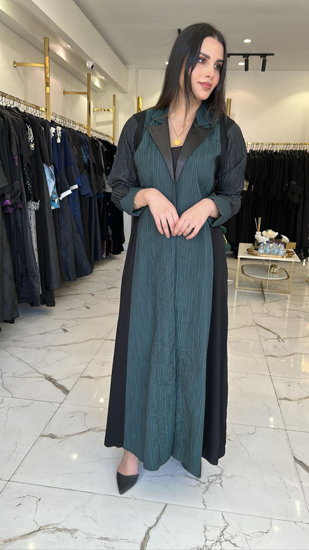عباية تفتا اسود باخضر قصة جميلة وعملية – مفتاح الأناقة | Elegance Key ...